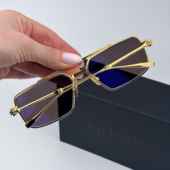 Valentino V-SEI VLS 111B 58 Women Sunglasses Titanium Gold Brown Gradient Mirror - Picture 4 of 12